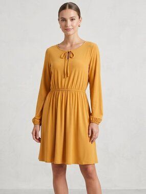 NWOT | Star Vixen | Mustard Yellow Long Sleeve Open Arm Split Sleeve Midi Dress
